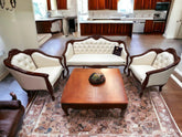 Wooden Handmade Italian Baroque Style Champagne Sofa Set 3+1+1 (Teak Wood) - WoodenTwist